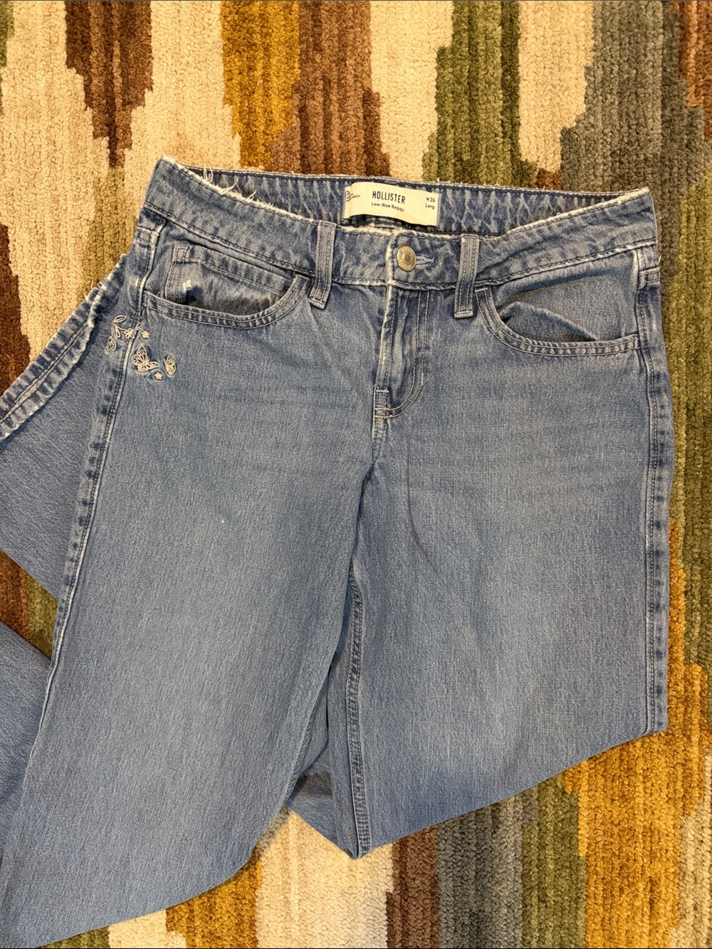 Hollister Light Blue Low Rise Baggy 2L Jeans